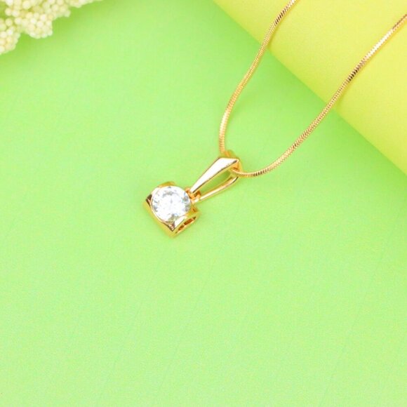 "Rose Gold Mini Pendant with Solitaire CZ – Elegant, XPPT1264 - Picture 5 of 13